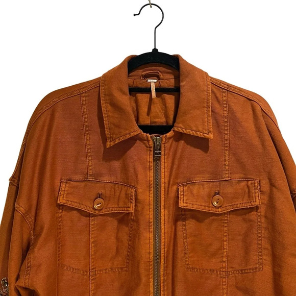 Free People Extreme Cropped Military Jacket Size Small OB618949 Embroidery *FLAW - Picture 2 of 15